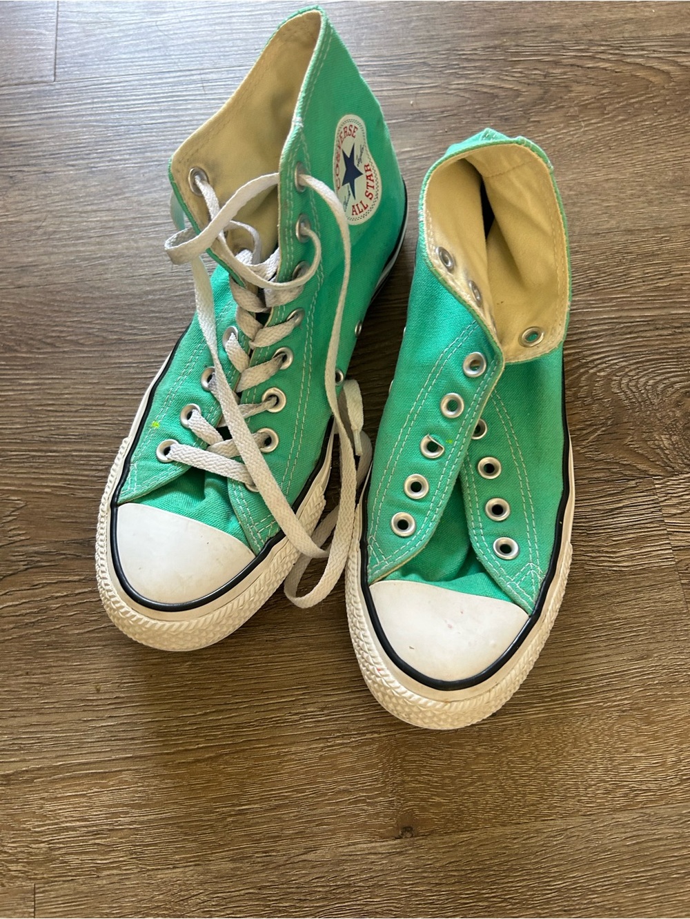 Converse High Top Sneakers in Bright Turquoise with White Accents